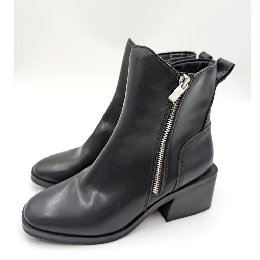 Steve Madden Ruthy Ankle Boots Side Zip Women's Leather Black Size US8M EU39